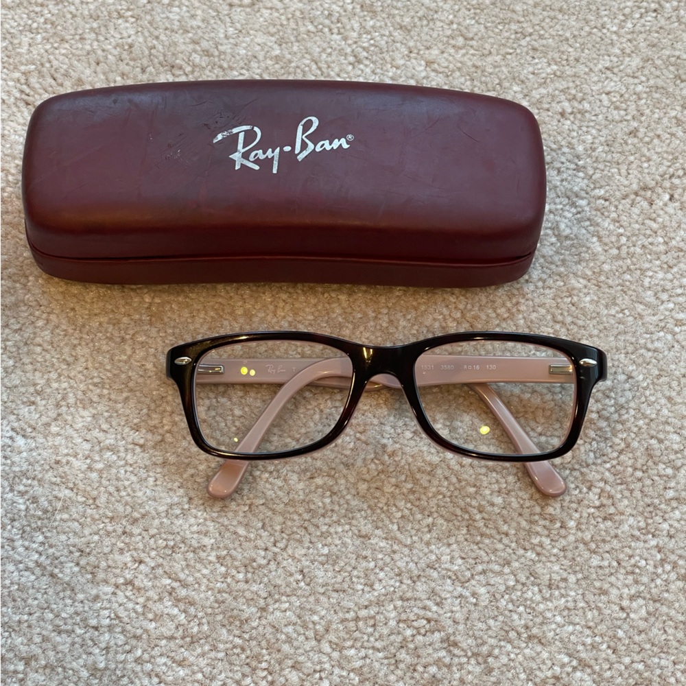Ray-Ban RB1531 3580 Eyeglass Frames Girls Kids Dark Brown/Blk Pink 48 16 130